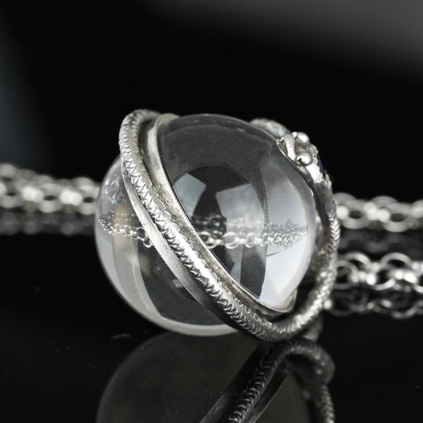 Silver Sapphire Pools of Light Rock Crystal Snake Necklace - Boylerpf