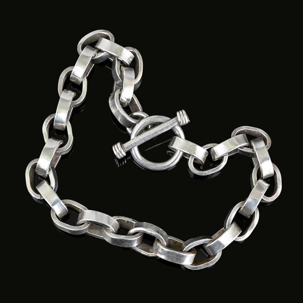 Vintage Silver Chunky Biker Style Rolo Chain Bracelet