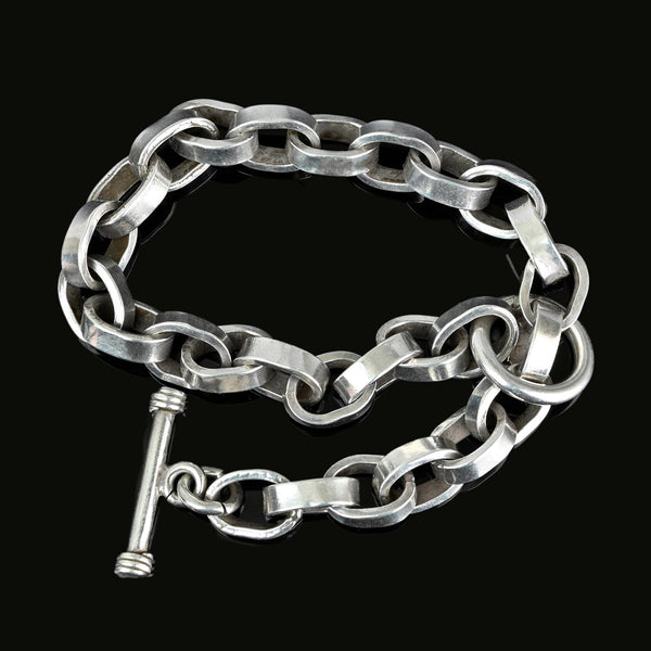 Vintage Silver Chunky Biker Style Rolo Chain Bracelet
