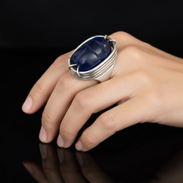 Art Smith Scarab Ring, Sterling Silver 1950s Modernist