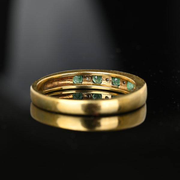 Half Eternity Emerald Diamond Ring Band in Gold - Boylerpf