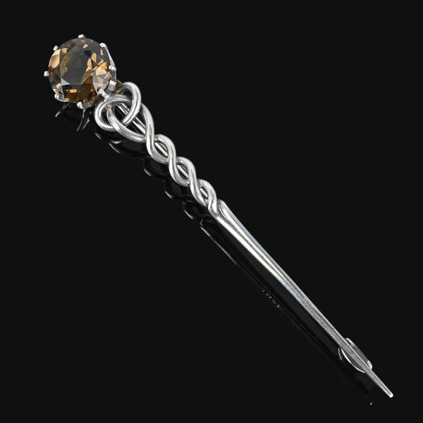 Antique Silver Celtic Comet Cairngorm Citrine Brooch - Boylerpf