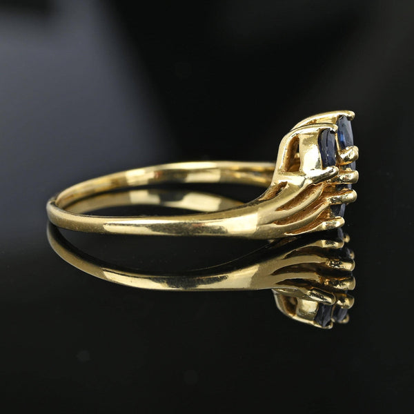 Vintage 14K Gold Marquise Sapphire Cluster Diamond Ring - Boylerpf