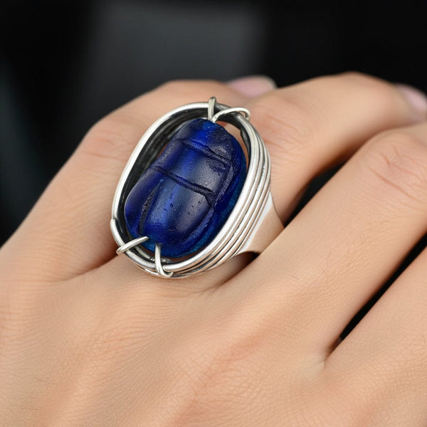 Art Smith Scarab Ring, Sterling Silver 1950s Modernist