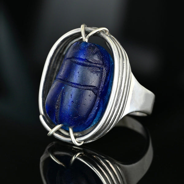 Art Smith Scarab Ring, Sterling Silver 1950s Modernist