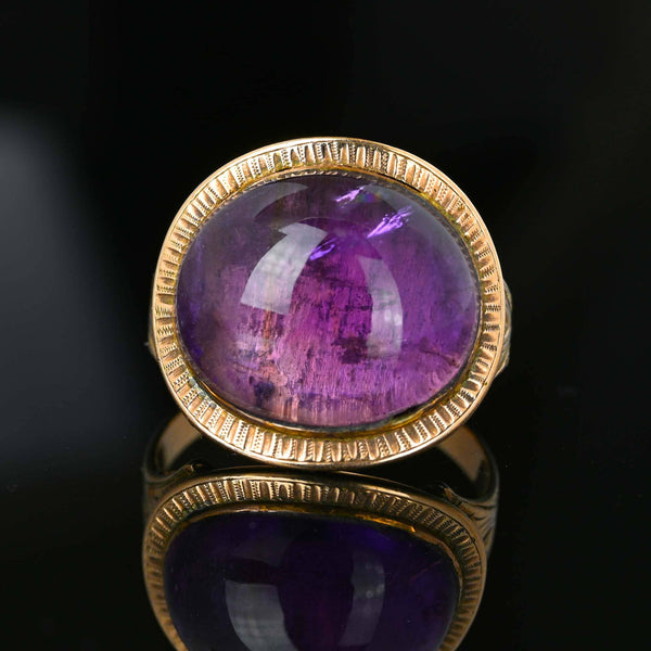 Antique Dated 1796 Amethyst Cabochon Georgian Ring - Boylerpf