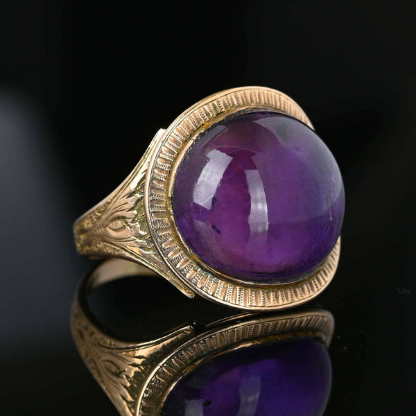 Antique Dated 1796 Amethyst Cabochon Georgian Ring - Boylerpf