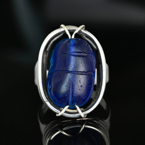 Art Smith Scarab Ring, Sterling Silver 1950s Modernist
