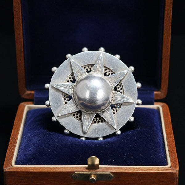 Antique Victorian Sterling Silver Target Star Brooch - Boylerpf
