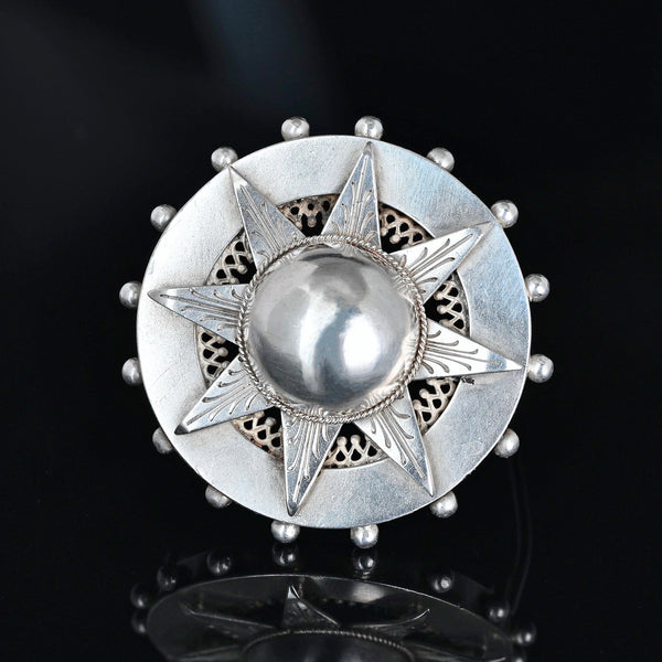 Antique Victorian Sterling Silver Target Star Brooch - Boylerpf