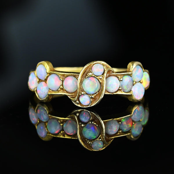 Antique Victorian 14K Gold Half Hoop Opal Ring Band - Boylerpf