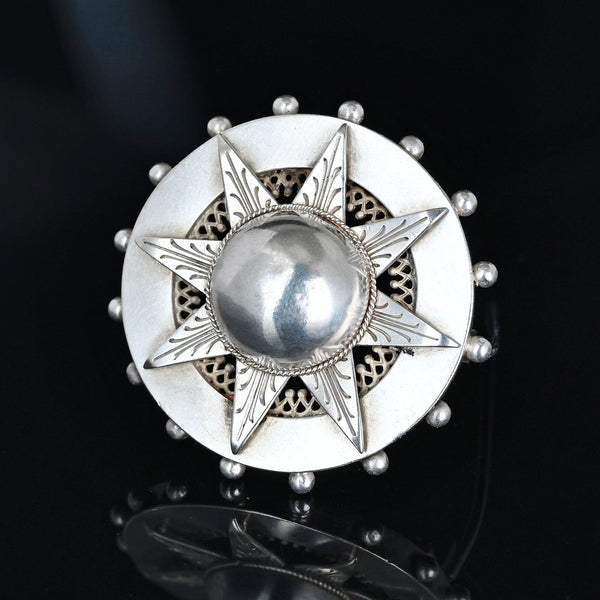 Antique Victorian Sterling Silver Target Star Brooch - Boylerpf