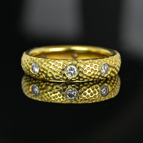 Textured 18K Gold .65 CTW Diamond Eternity Ring Band - Boylerpf