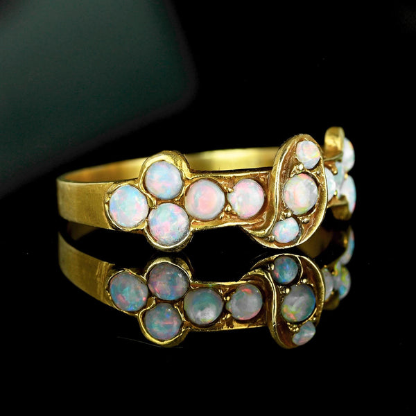 Antique Victorian 14K Gold Half Hoop Opal Ring Band - Boylerpf