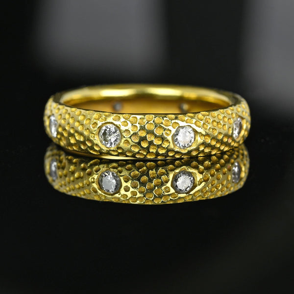 Textured 18K Gold .65 CTW Diamond Eternity Ring Band - Boylerpf