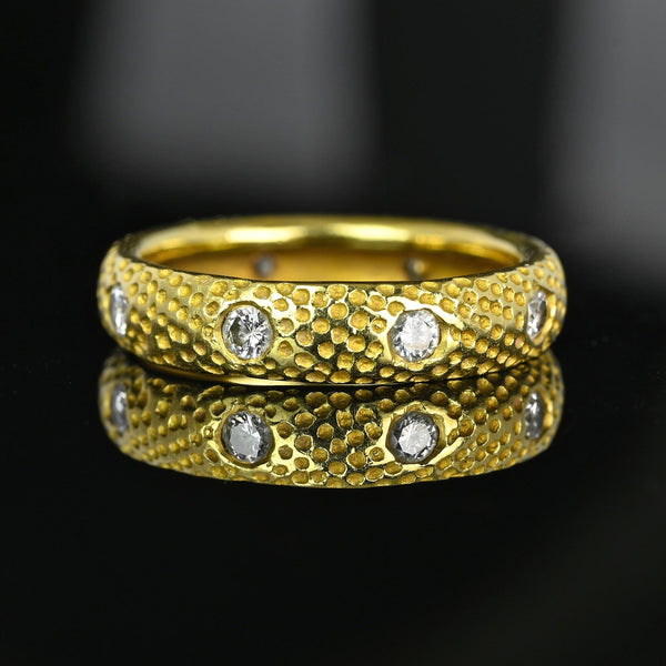 Textured 18K Gold .65 CTW Diamond Eternity Ring Band - Boylerpf