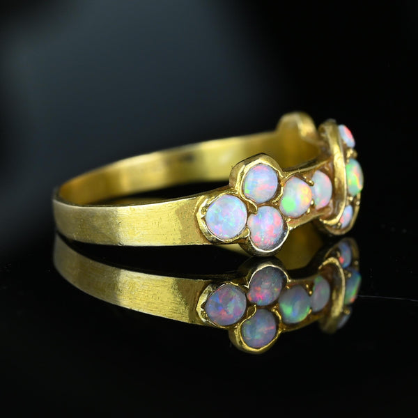 Antique Victorian 14K Gold Half Hoop Opal Ring Band - Boylerpf