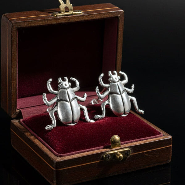 Vintage Sterling Silver Beetle Bug Stud Earrings - Boylerpf