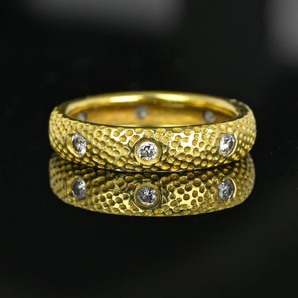 Textured 18K Gold .65 CTW Diamond Eternity Ring Band - Boylerpf