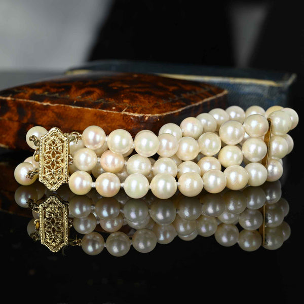 Vintage Double Strand Pearl Bracelet