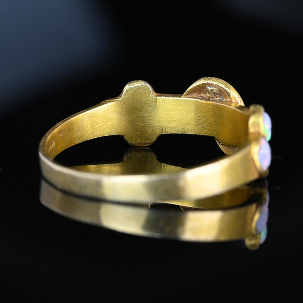 Antique Victorian 14K Gold Half Hoop Opal Ring Band - Boylerpf