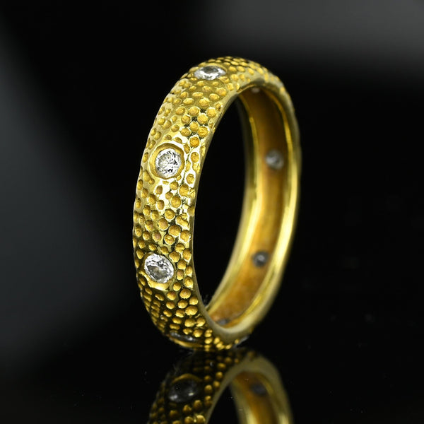 Textured 18K Gold .65 CTW Diamond Eternity Ring Band - Boylerpf