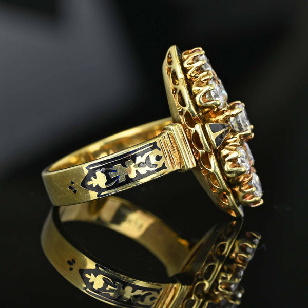 Antique Black Enamel 1.25 Carat Diamond Ring in 14K Gold - Boylerpf