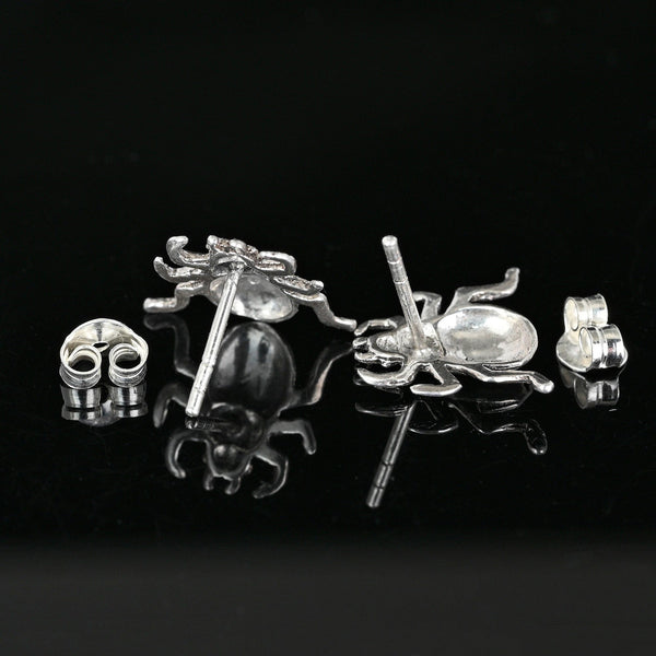 Vintage Sterling Silver Beetle Bug Stud Earrings - Boylerpf