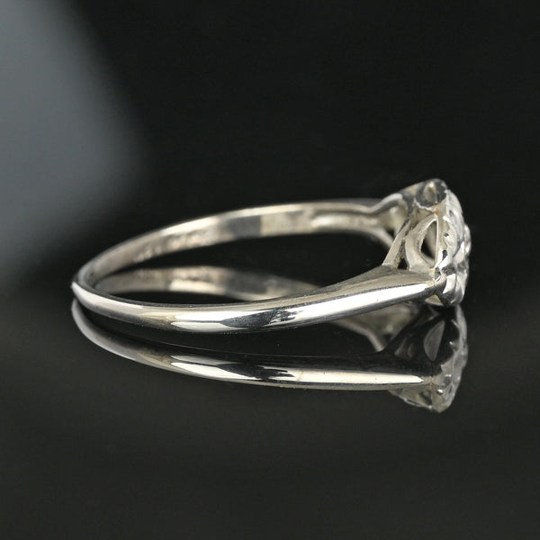 Art Deco Style 10K White Gold Diamond Star Ring - Boylerpf