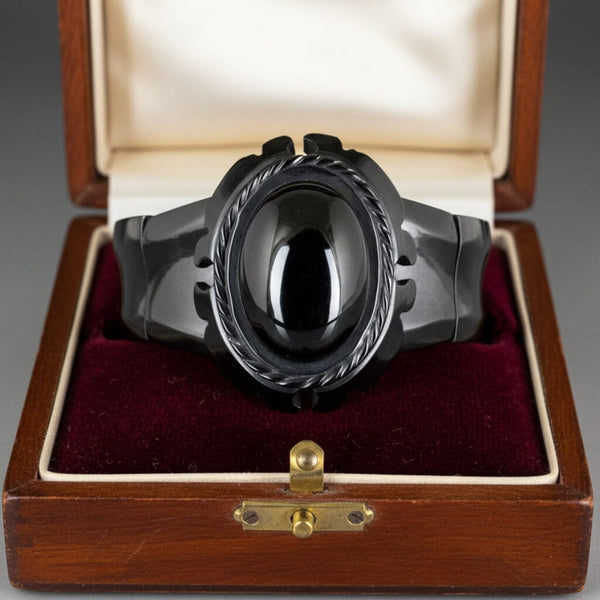 Antique Victorian Whitby Jet Mourning Bracelet - Boylerpf
