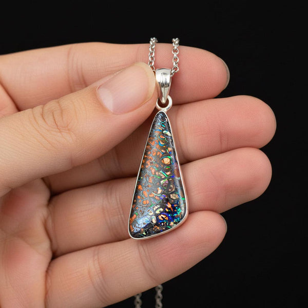 Vintage Australian Boulder Opal Pendant Sterling Silver