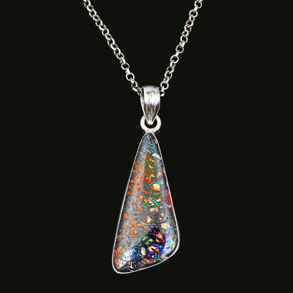 Vintage Australian Boulder Opal Pendant Sterling Silver