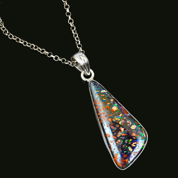 Vintage Australian Boulder Opal Pendant Sterling Silver