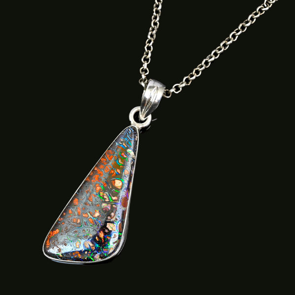Vintage Australian Boulder Opal Pendant Sterling Silver
