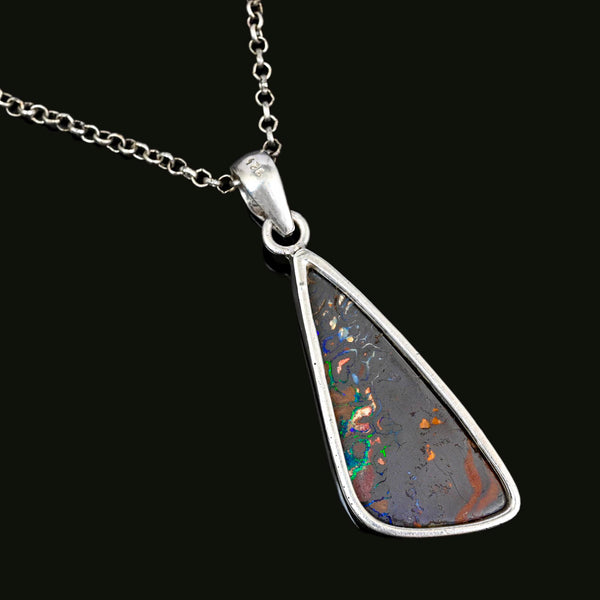 Vintage Australian Boulder Opal Pendant Sterling Silver