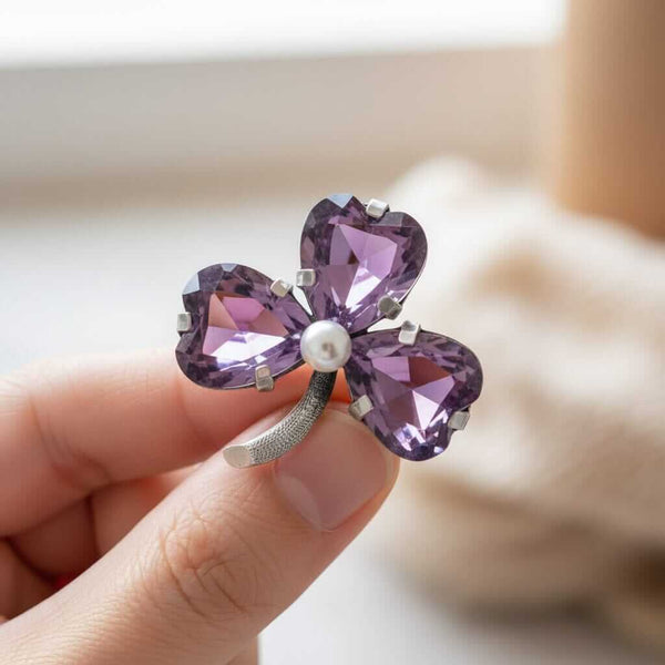 Edwardian Amethyst Clover Brooch by Charles Horner 1905