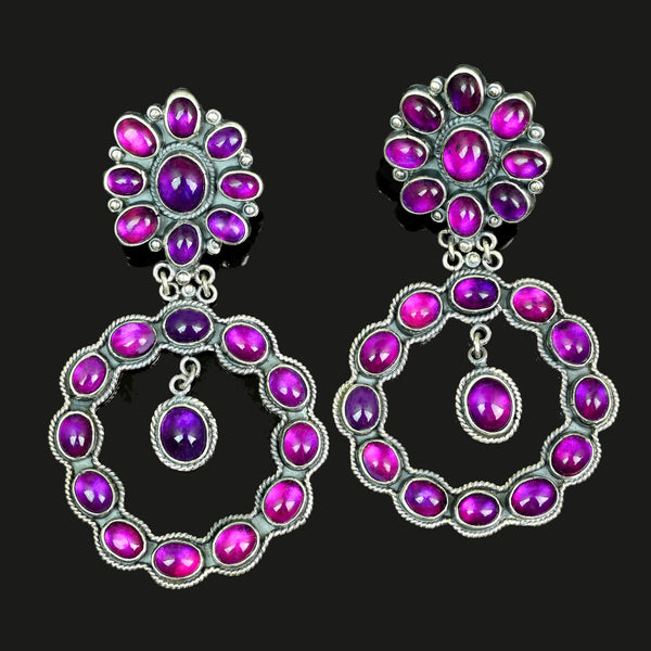 Federico Jimenez Amethyst Chandelier Sterling Silver Earrings