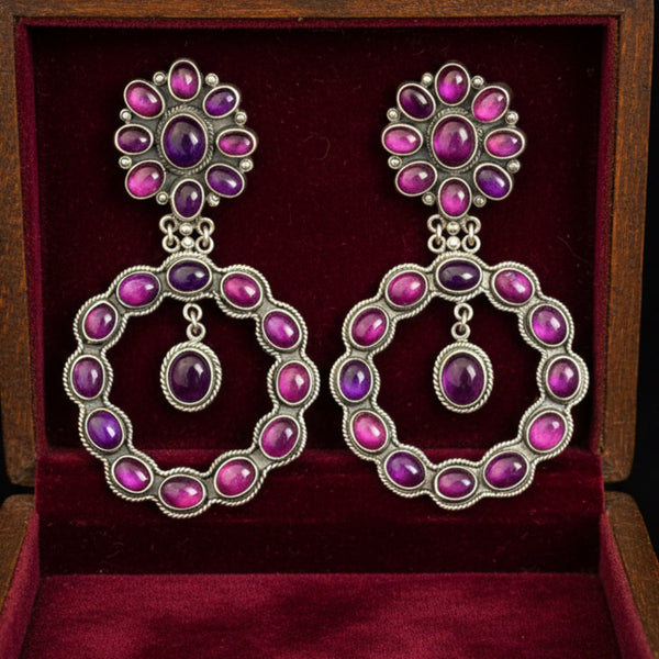 Federico Jimenez Amethyst Chandelier Sterling Silver Earrings