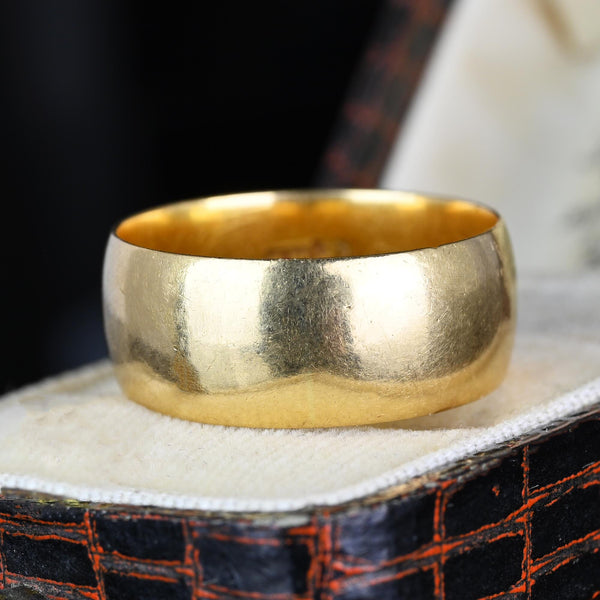 Mens Antique Victorian 18K Gold Ring, Wide Band - Boylerpf