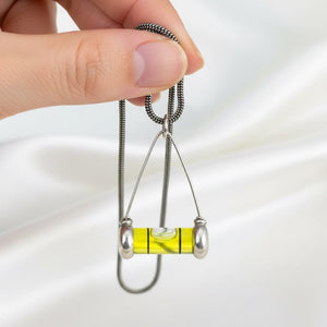 Vintage Sterling Silver Kinetic Level Bubble Pendant Necklace - Boylerpf