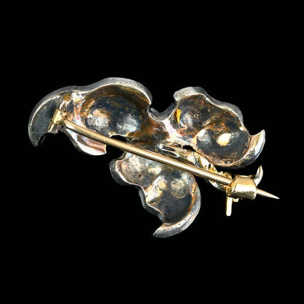 Antique Victorian Pearl and Garnet Leaf Brooch - Boylerpf