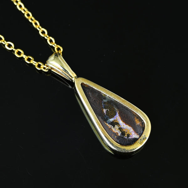 Fine 18K Gold Australian Boulder Opal Pendant - Boylerpf