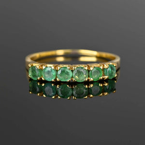 Vintage 6 Stone Emerald Half Eternity Ring in 14K Gold - Boylerpf