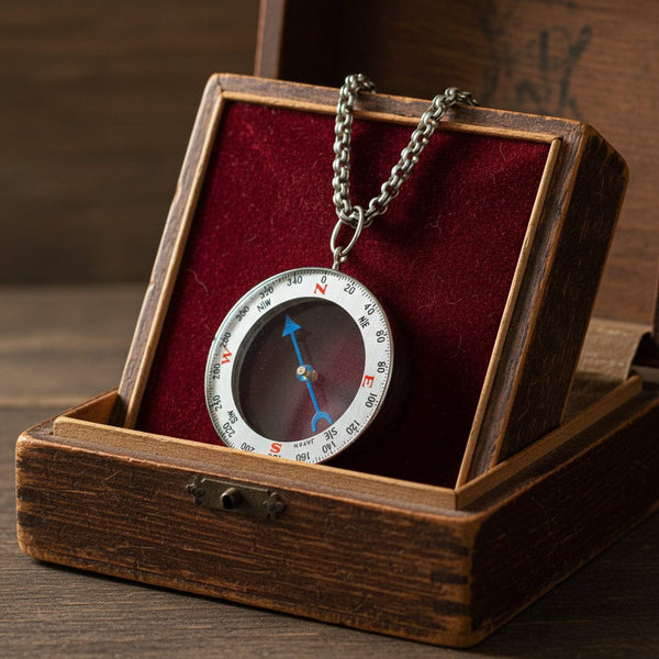 Vintage Working Compass Pendant Necklace Watch Fob - Boylerpf