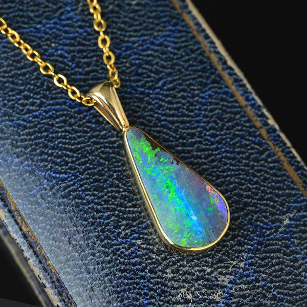 Fine 18K Gold Australian Boulder Opal Pendant - Boylerpf