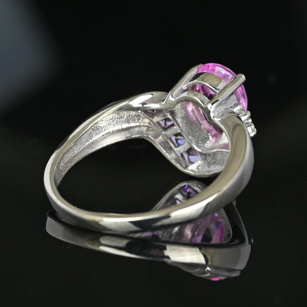 Vintage Pear Cut Pink Sapphire Diamond Ring in White Gold - Boylerpf