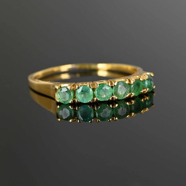 Vintage 6 Stone Emerald Half Eternity Ring in 14K Gold - Boylerpf