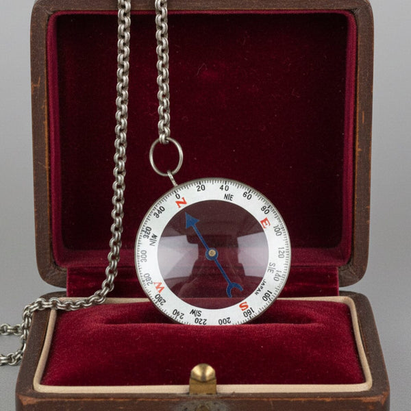 Vintage Working Compass Pendant Necklace Watch Fob - Boylerpf