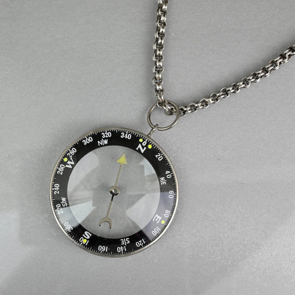 Vintage Working Compass Pendant Necklace Watch Fob - Boylerpf