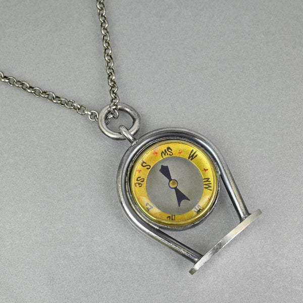 Antique Edwardian Sterling Silver Compass Pendant
